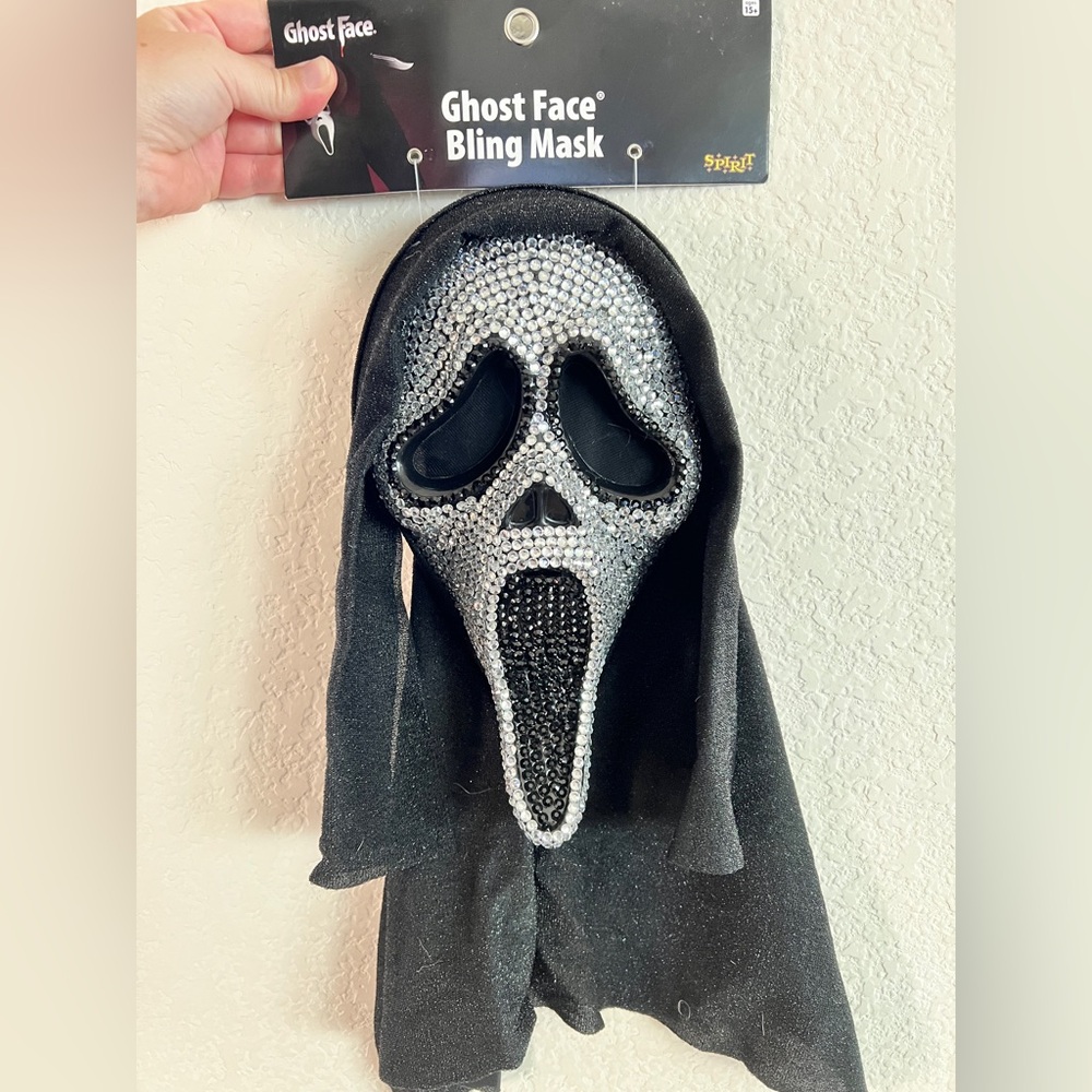 Spirit Halloween Ghostface Bedazzled Rhinestone Bling Full Mask